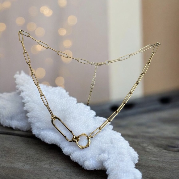 Geometric Style 14K Gold Electroplated Necklace - Picture 1 of 4
